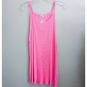 Sundry for Evereve Strappy Ribbed Tank Top Neon Pink
